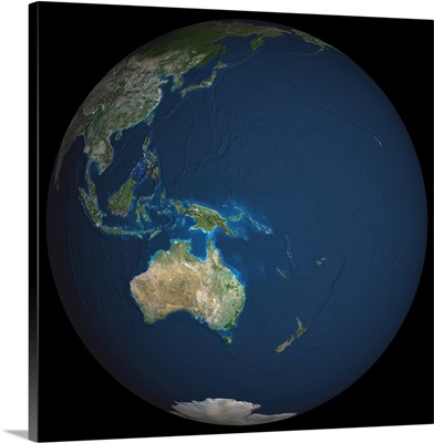 Globe Oceania, True Colour Satellite Image, Earth