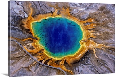 Grand Prismatic Spring In Midway Geyser Basin Of Yellowstone National Park, Wyoming