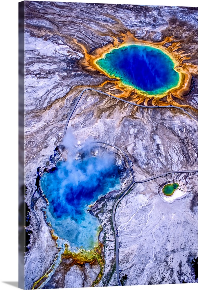 Grand Prismatic Spring is one of the largest and most beautiful examples of a common hydrothermal feature in Yellowstone N...