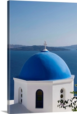 Greece, Santorini, Oia, Architectural Detail Of Greek Orthodox Church