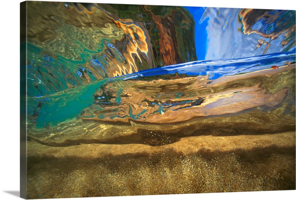 Hawaii, Abstract Underwater View Of Breaking Wave