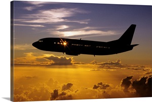 Hawaii, Airplane In Silhouette Sunset In Sky image thumbnail
