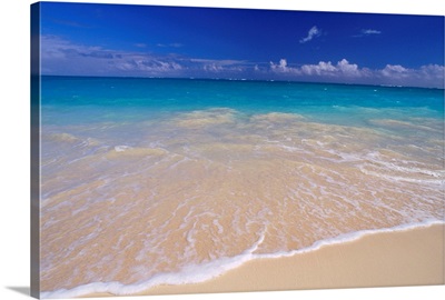 Hawaii, Beautiful White Sand Beach With Turquoise Water, Blue Sky