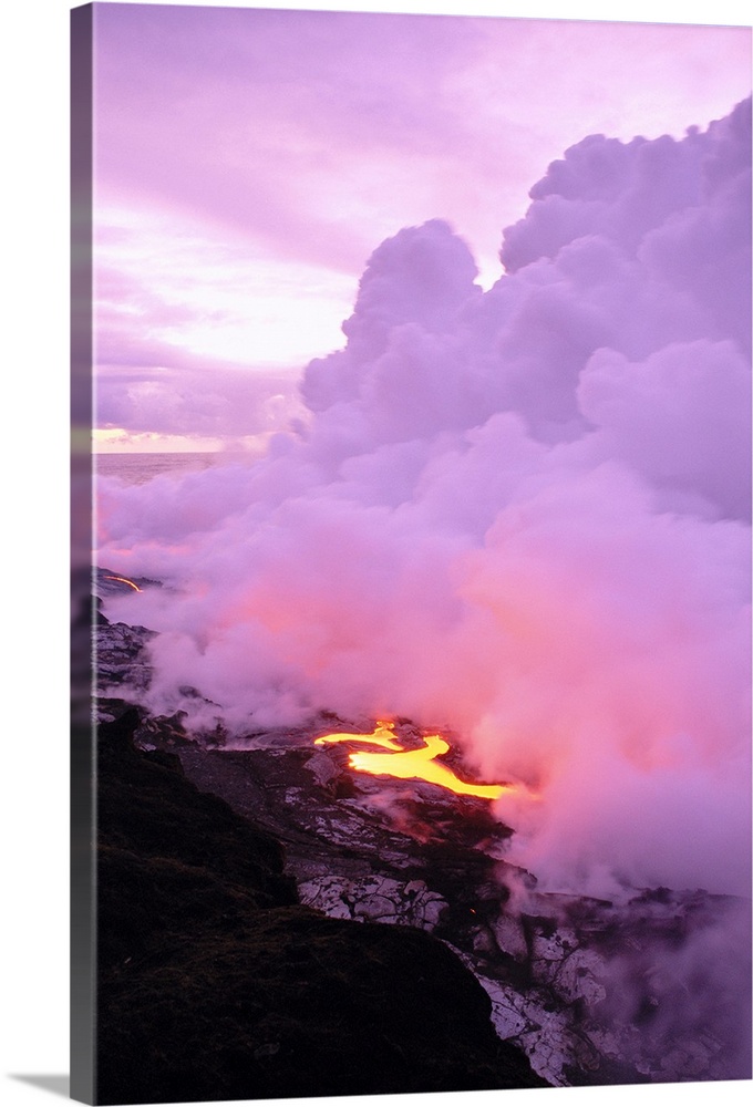 Hawaii, Big Island, Hawaii Volcanoes National Park, Lava Entering Ocean