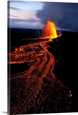 Hawaii, Big Island, Kilauea Volcano Eruption, River Of Lava