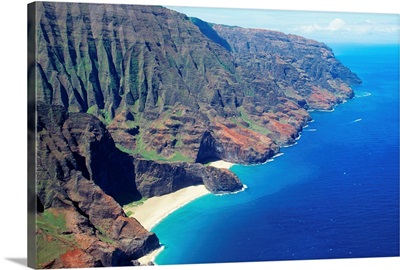 Hawaii, Kauai, Napali Coast Aerial Along Rugged Cliffs