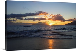Hawaii, Maui, Kihei, Sunset At Kamaole Beach One image thumbnail