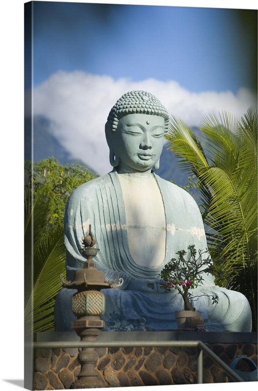 Hawaii, Maui, Lahaina Jodo Mission, Buddha Statue Wall Art, Canvas