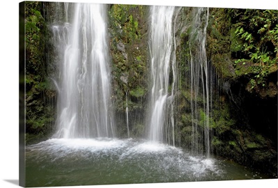 Hawaii, Maui, Makamakaole Gulch, Waihee Ridge Trail, Waterfall And Pond