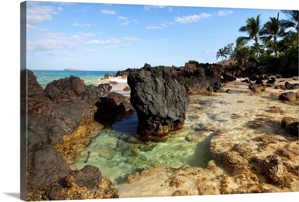 Hawaii, Maui, Makena, Beautiful Clear Ocean Among Lava Rock Wall Art