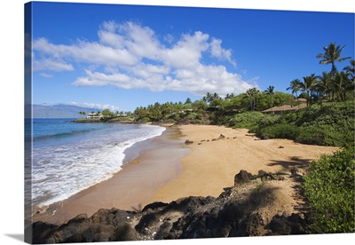 Hawaii, Maui, Makena, Chang's Beach, Blue Sky, Clouds, Empty Beach