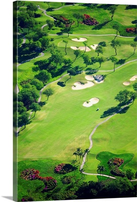 Hawaii, Maui, Wailea, Aerial Of Wailea Gold And Emerald Golf Courses