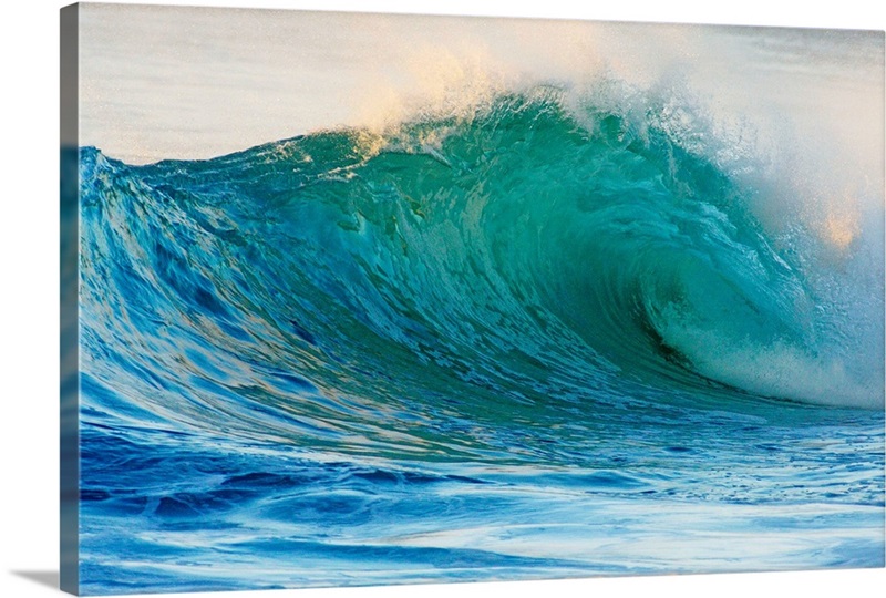 Hawaii Oahu Beautiful Wave Breaking Wall Art Canvas Prints Framed