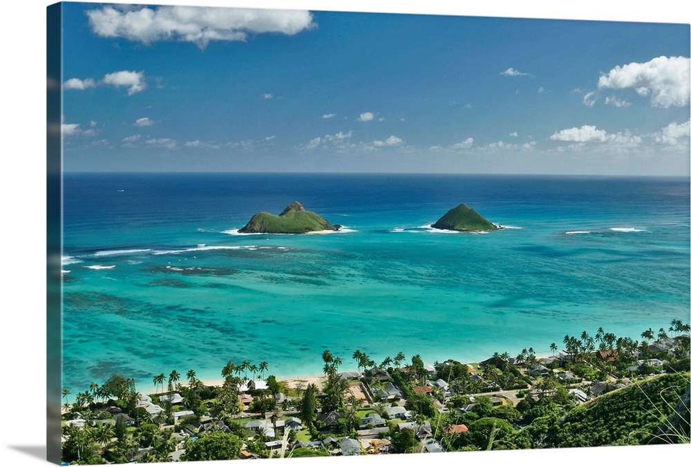 Hawaii, Oahu, Lanikai, Afternoon View Of The Mokulua Islands Wall Art