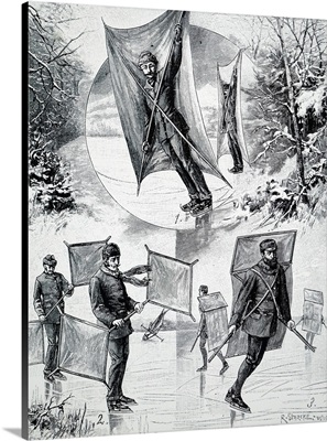 Illustration Depicting A Man Sail Skating, Dated 19th Century