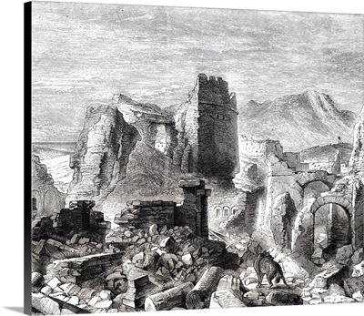 Illustration Depicting A View Of Samaria And Mount Gerizim, Dated 19th Century