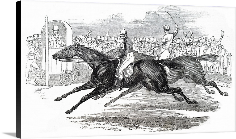 Illustration depicting a winning racehorse called 'Ugly Buck'. Dated 19th century.