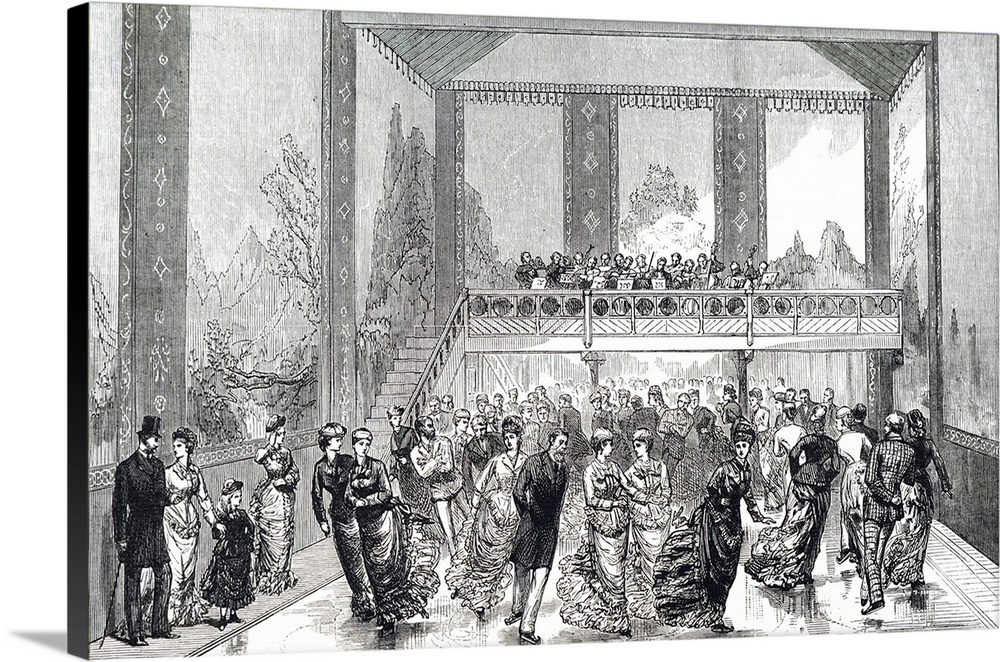 Illustration depicting the Chelsea ice skating rink. Dated 19th century.