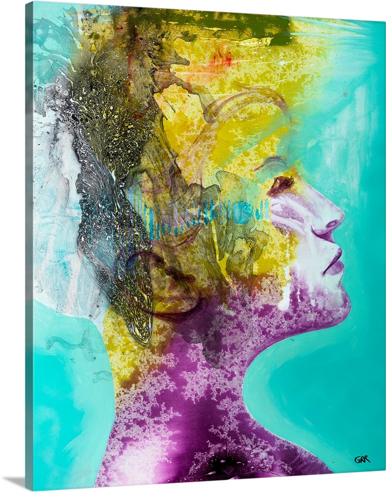 Illustration Of A Woman's Head With Colourful Abstract, 59% OFF