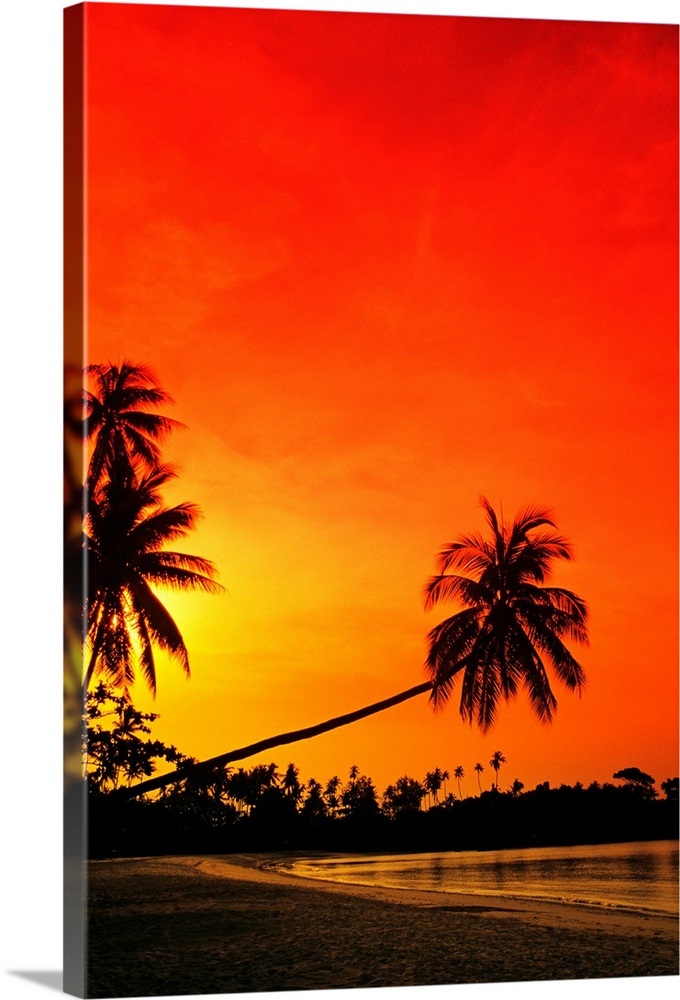 Indonesia, Bintan Island Resort, Beach At Sunset Wall Art, Canvas