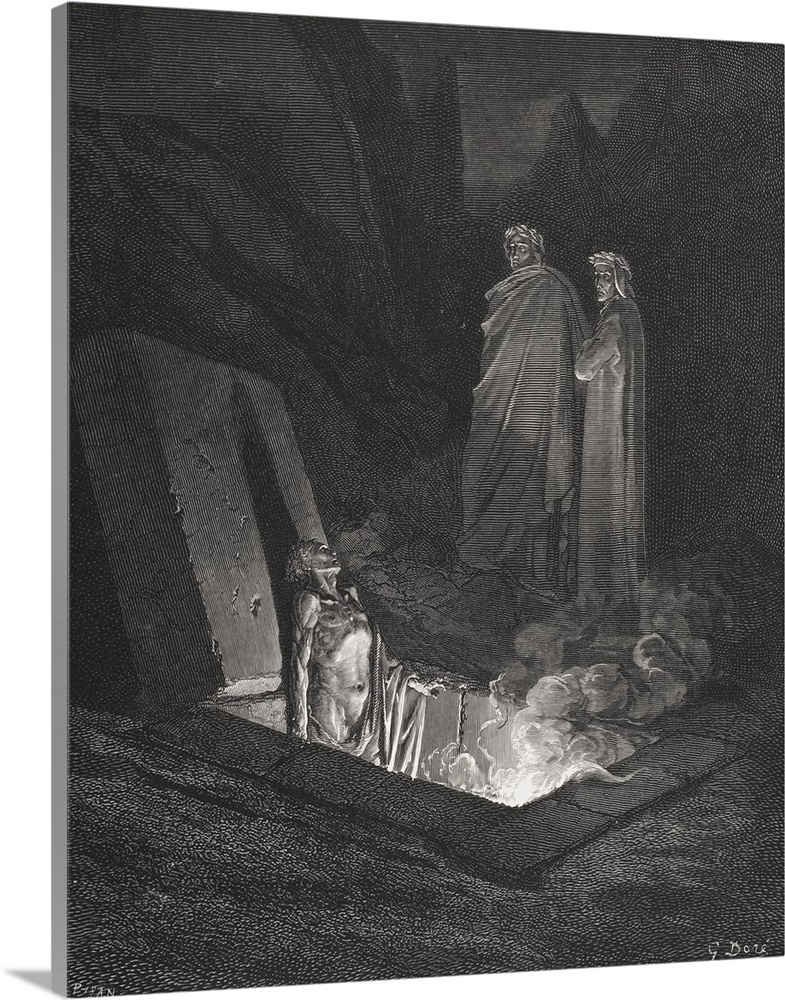 Engraving By Gustave Dore, 1832-1883, French Artist And Illustrator, For Inferno By Dante Alighieri, Canto X, Lines 40 To 42.