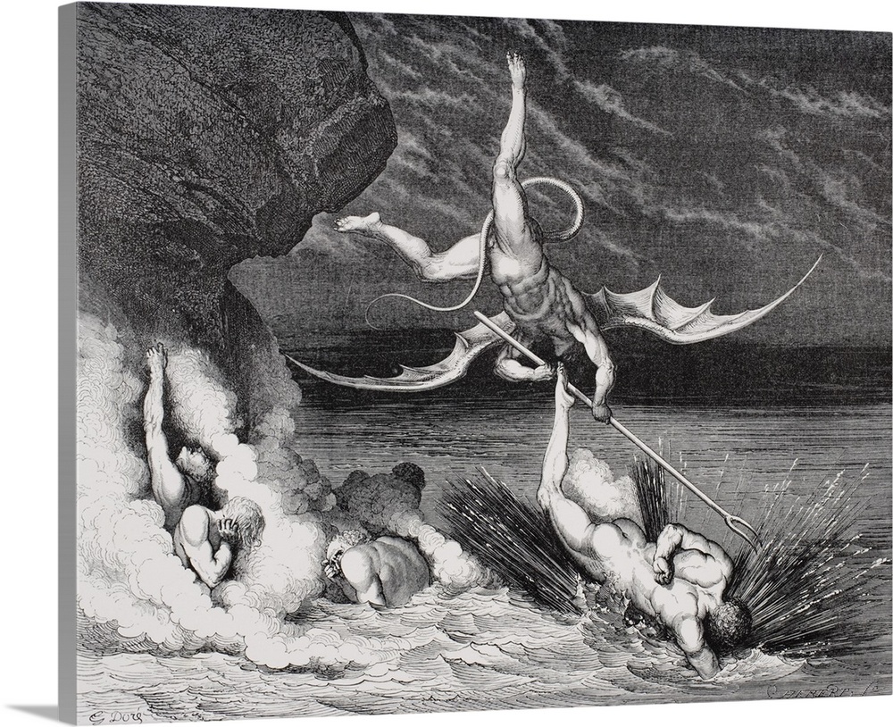 Engraving By Gustave Dore, 1832-1883, French Artist And Illustrator, For Inferno By Dante Alighieri, Canto XXII, Lines 125...