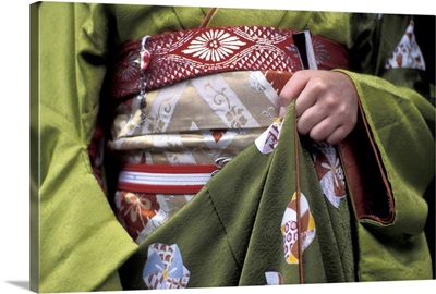 Japan, Midsection Of Apprentice Geisha - Maiko