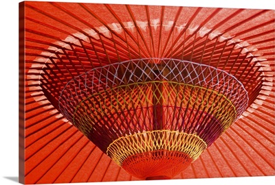 Japan, Tokyo, Asakusa, Red Open Umbrella