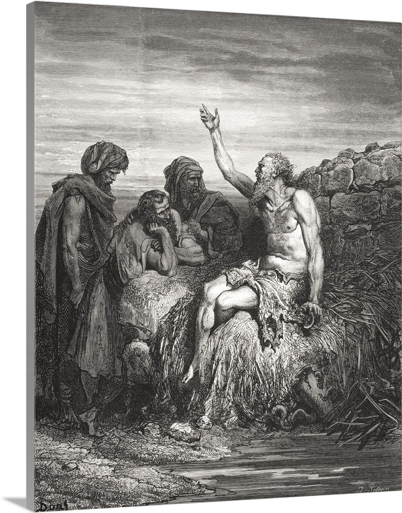 Engraving From The Dore Bible Illustrating Job VI, 1 To 4, Job And His Friends, By Gustave Dore, 1832-1883, French Artist ...