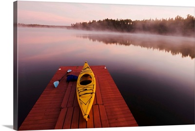 Kayak On Dock In Northwestern Ontario, Lake Of The Woods, Ontario, Canada