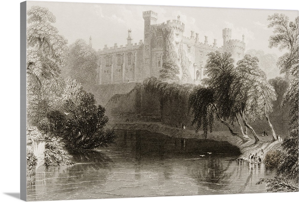 Kilkenny Castle, Kilkenny, Ireland. Drawn By W. H. Bartlett, Engraved By J. B. Allen. From "The Scenery And Antiquities Of...