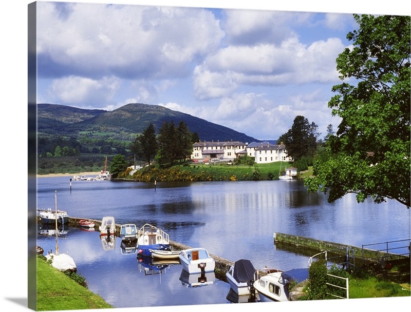 Killaloe, County Clare, Ireland; Lakeside Hotel With Boats Moored On