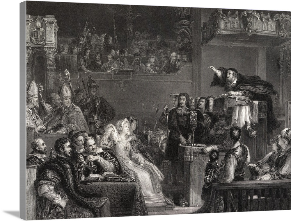Knox Preaching Before The Lords Of The Congregation. Drawn By Sir D. Wilkie. R. A. Engraved By W. Greatbach, From The Pict...