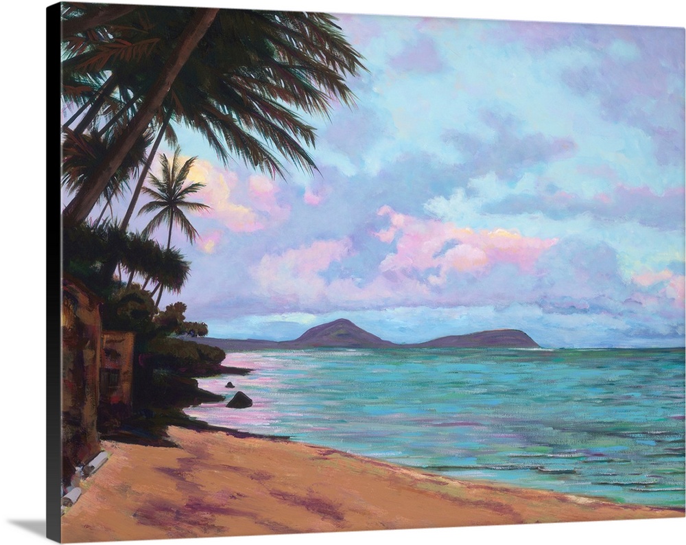 Koko Palms, Hawaii, Oahu, View Of Koko Head From Quiet Beach (Acrylic Painting).