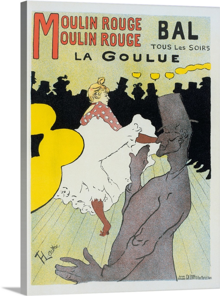 La Goulue and Valentin la Desossee dancing at the Moulin Rouge.   1891 poster by Henri de Toulouse-Lautrec.  Henri de Toul...