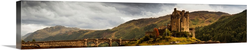 Landscape With A Castle On A Hill And A Stone Bridge Over A River, Scotland
