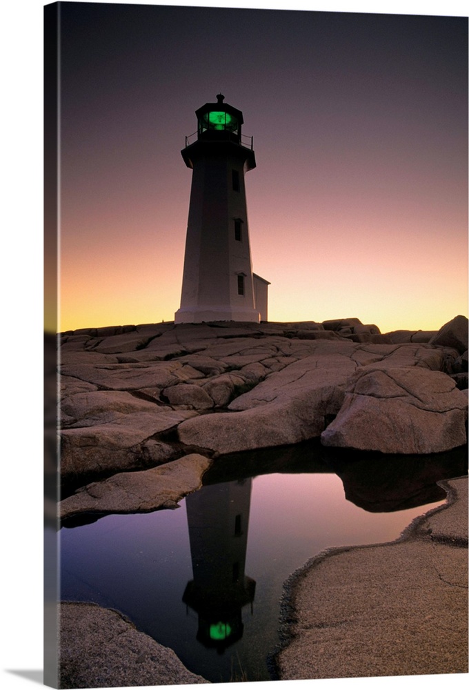 Lighthouse At Dawn, Peggys Cove, Halifax County Nova Scotia, Canada