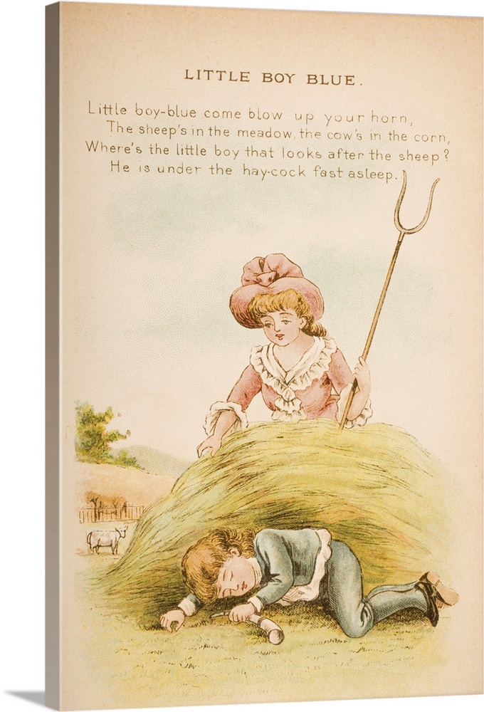 Nursery Rhyme And Illustration Of Little Boy Blue From "Old Mother Goose's Rhymes And Tales." Illustrated By Constance Has...
