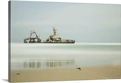 Long Exposure Of An Unnamed Shipwreck Along The Skeleton Coast, Namibia