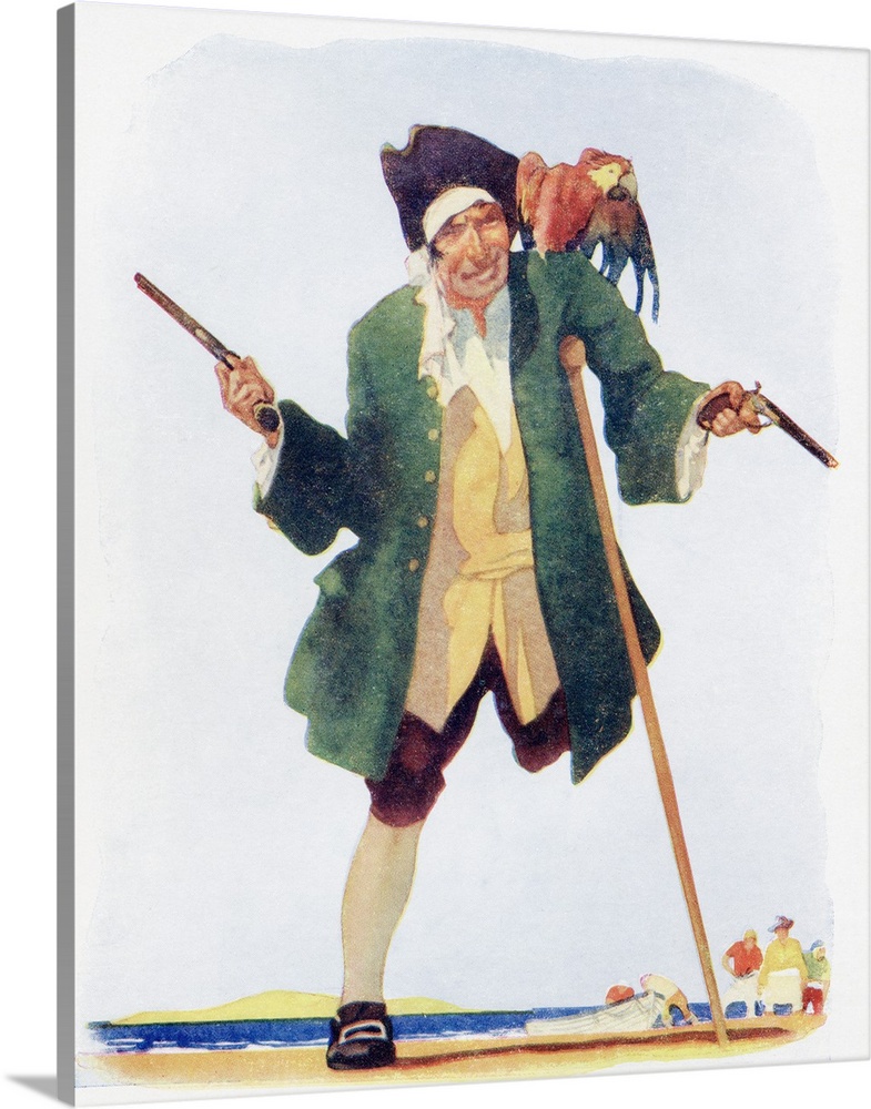 Long John Silver. From The Book Treasure Island By R.L. Stevenson. Thomas Nelson and Sons Edition C.1930.