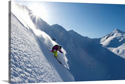 Lynsey Dyer Skiing In The Backcountry Of The Chugach Mountains