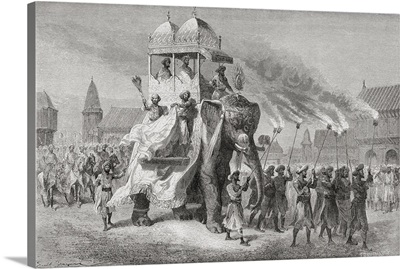 Maharaja Of Baroda, India In A Procession, From El Mundo En La Mano, Published 1878
