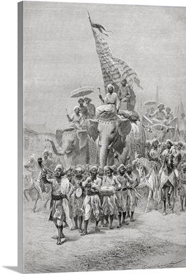 Maharaja Of Baroda, India On An Elephant, From El Mundo En La Mano, Published 1878