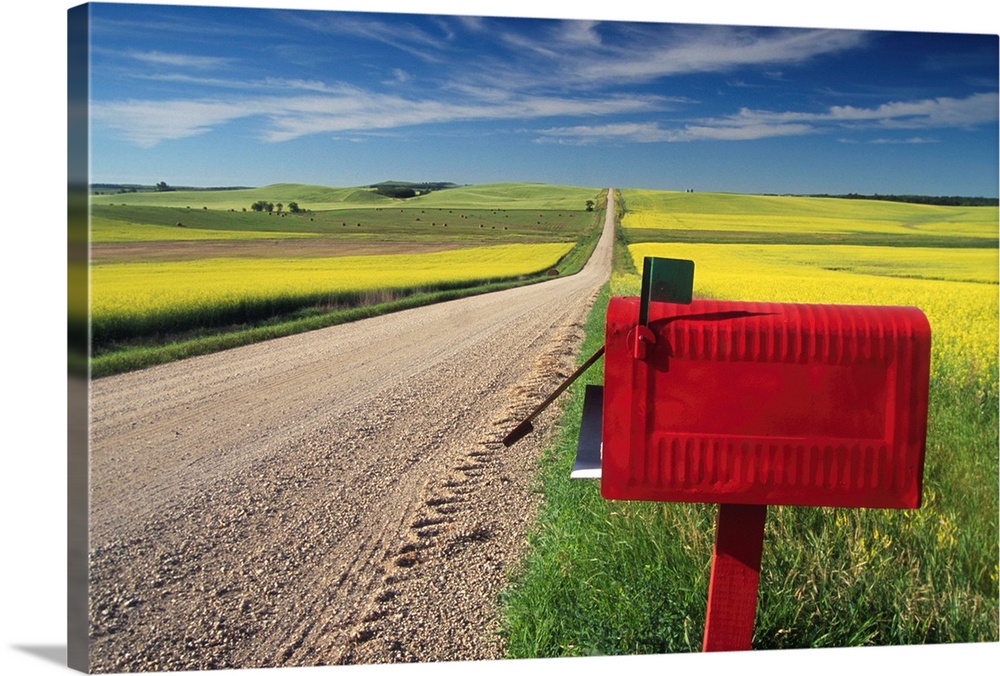 Mailbox On Country Road, Tiger Hills, Manitoba, Canada