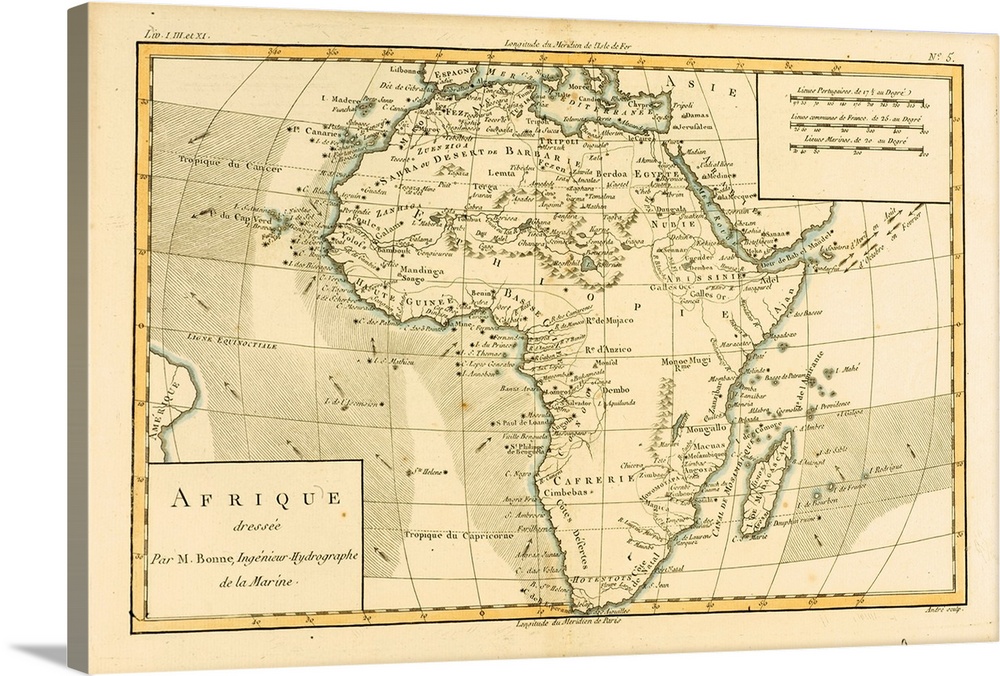 Map Of Africa, Circa. 1760. From "Atlas De Toutes Les Parties Connues Du Globe Terrestre,"? By Cartographer Rigobert Bonne...