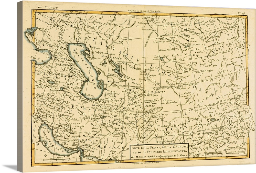 Map Of Central Asia, Circa. 1760. From "Atlas De Toutes Les Parties Connues Du Globe Terrestre,"? By Cartographer Rigobert...