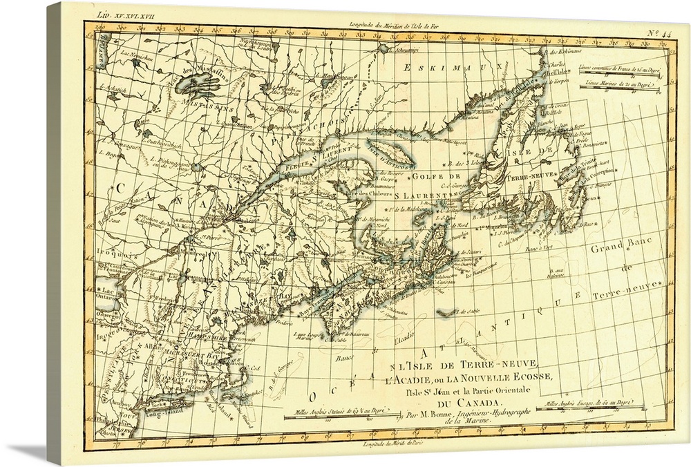 Map Of Newfoundland Nova Scotia And Eastern Canada Circa 1760,2419785 