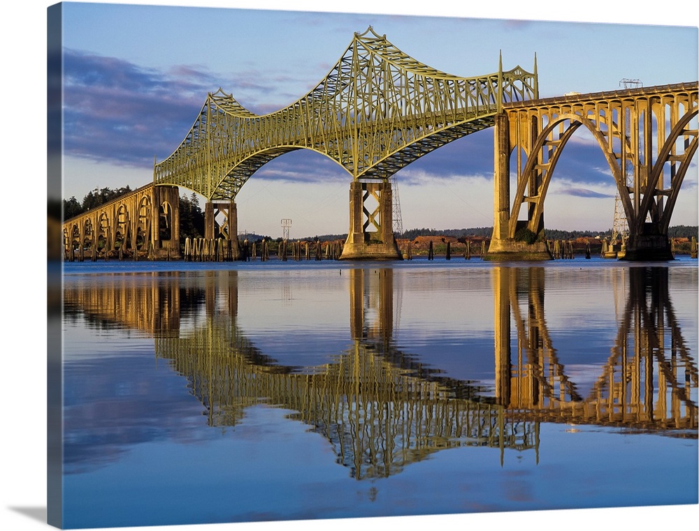 McCollough Memorial Bridge crosses Coos Bay. North Bend, Oregon, United States of America.