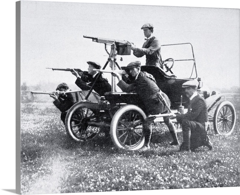 Members Of The Ulster Volunteer Force With Mobile Machine Gun, 1914