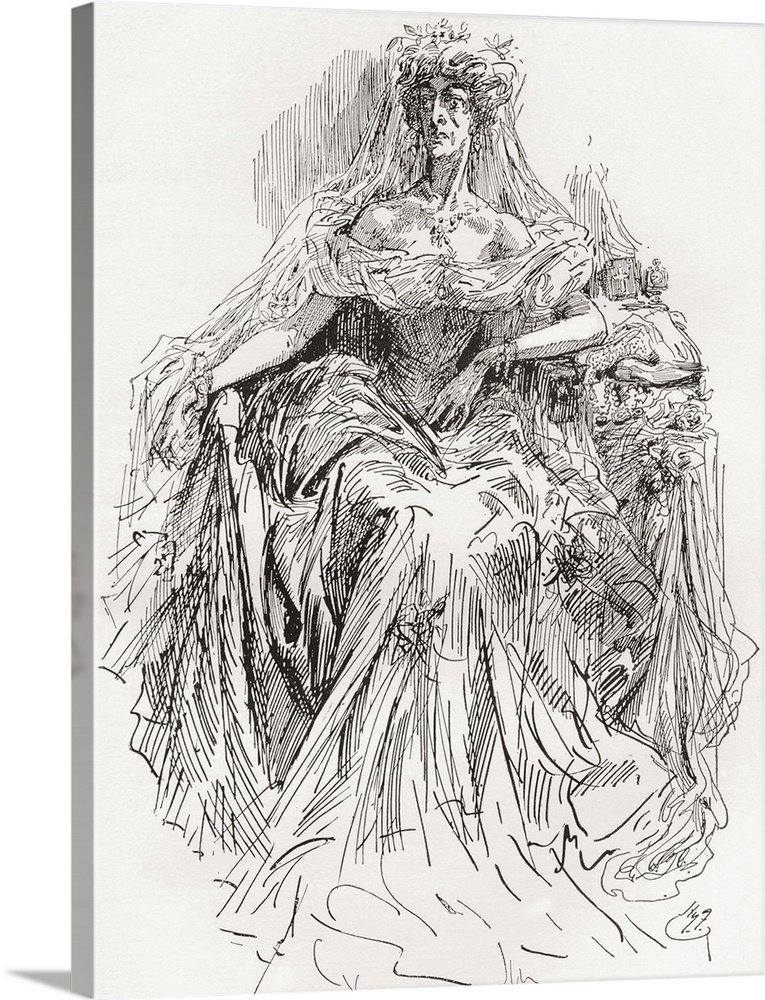 Miss Havisham. Illustration for the Charles Dickens novel Great Expectations 1910